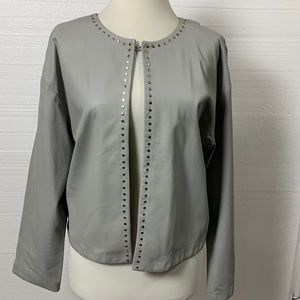 Fabiana Filippi studded Napa leather jacket light gray